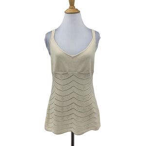 Dorothee Bis Silk Blend Tank Top Womens XL Extra Large Open Stitch Scalloped Hem